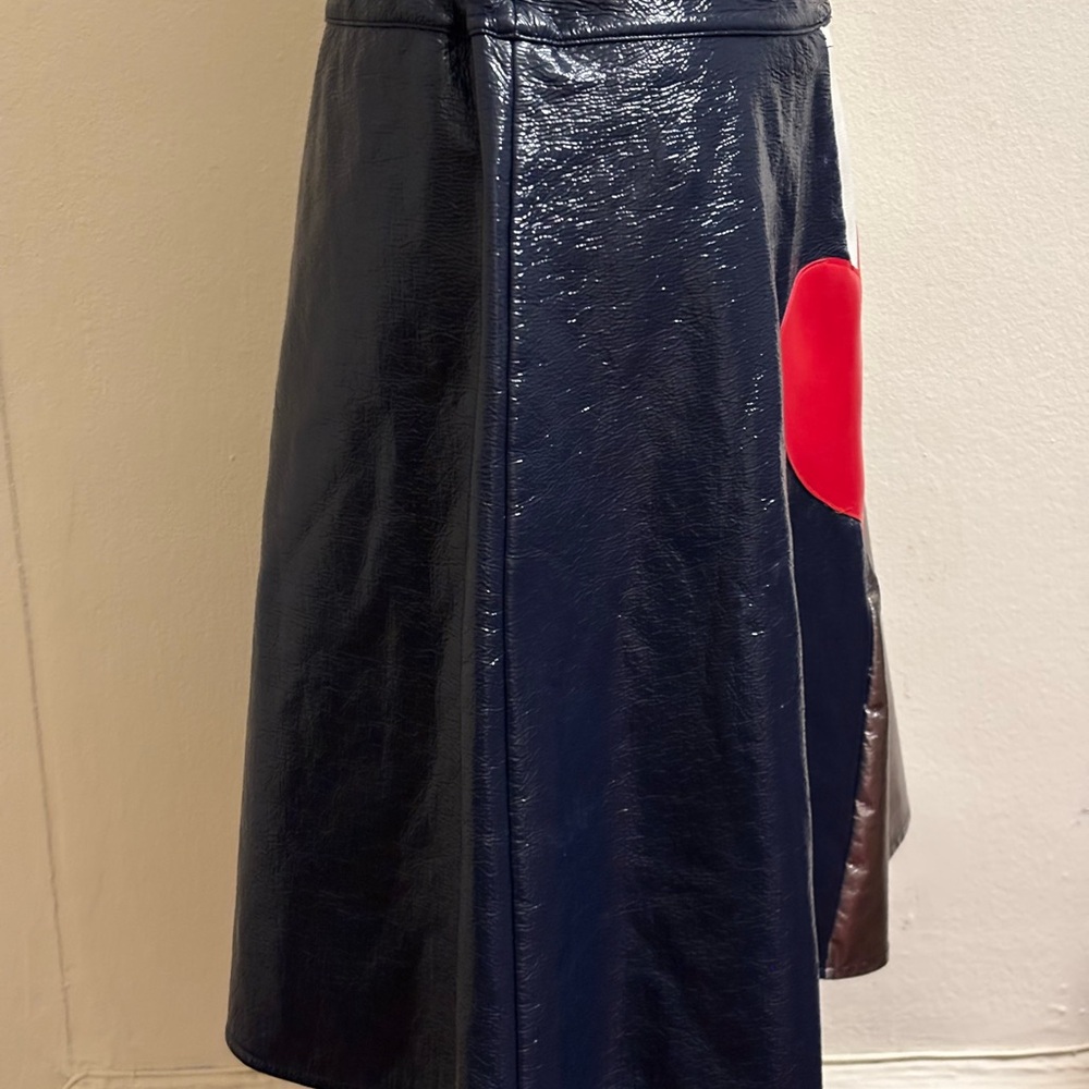 Vintage Patent Leather A-line Skirt Made In Italy Color Block - Picture 3 of 4